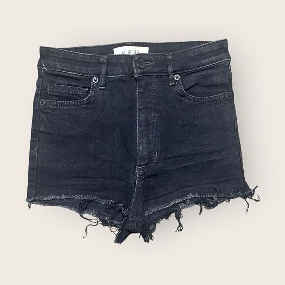 We The Free Denim Shorts Women's 27 High Rise Black Cut Offs Raw Hem Daisy Dukes - Picture 1 of 7